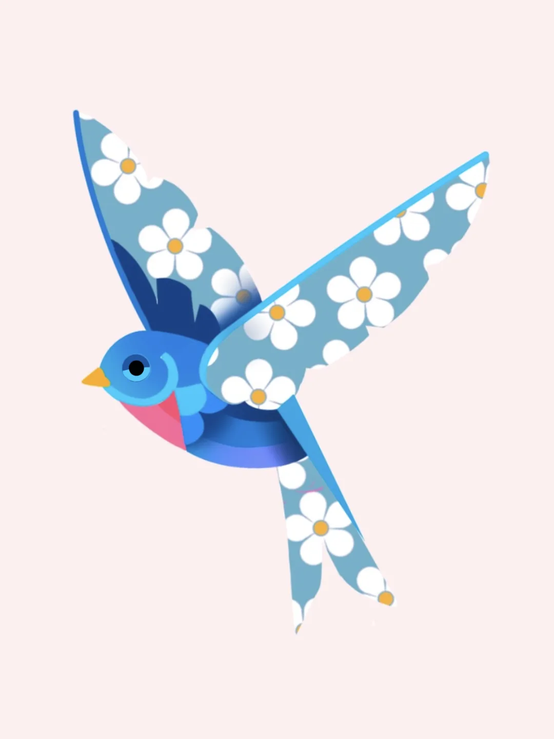 Floral Blue Bird III